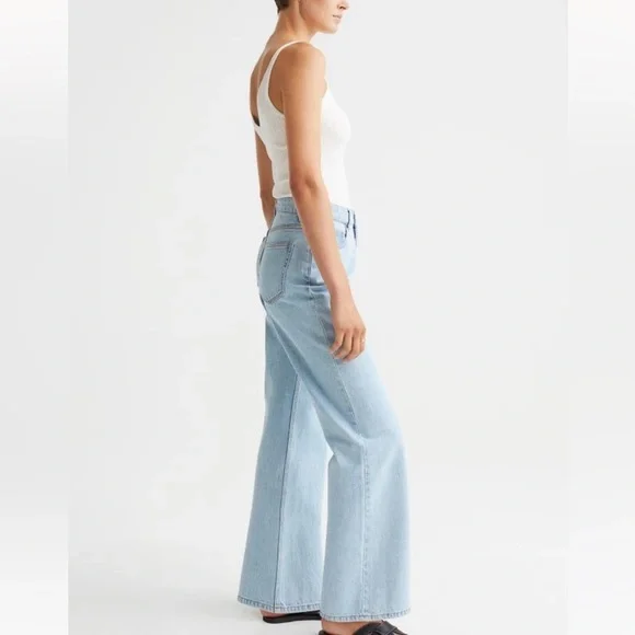H&M 5-Pocket Wide High Jeans -Wash Denim - Picture 2 of 13